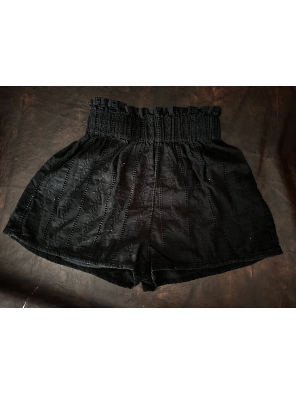 Mable black embossed eyelet shorts elastic waistband S
